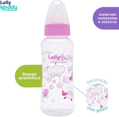 Imagem de Mamadeira Lolly Dreams Silicone Orto Rosa 250ml