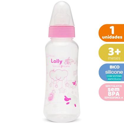 Imagem de Mamadeira Lolly Dreams Silicone Orto Rosa 250ml