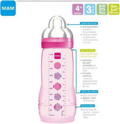 Imagem de Mamadeira MAM Easy Active Rosa 4 meses+ 330ml