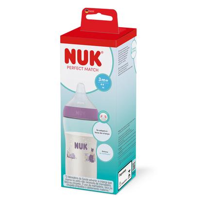 Imagem de Mamadeira NUK Perfect Match 3m+ Fluxo Médio 260ml Hipopótamo
