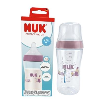 Imagem de Mamadeira Perfect Match Nuk Mais 3 Meses Fluxo Médio Hipopótamo
