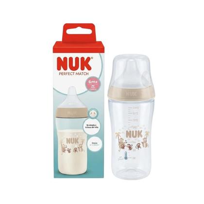 Imagem de Mamadeira Perfect Match Nuk Mais 6 Meses Com Controle de Temperatura 260ml Fluxo Controlado Neutra