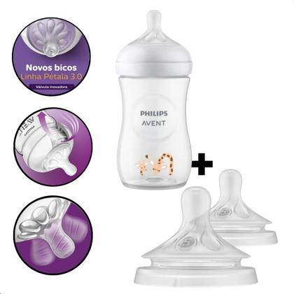 Imagem de Mamadeira Pétala Girafa3.0 260ML Philips Avent + 02 bico n5 6 mese Bebê