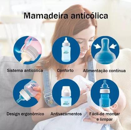 Imagem de Mamadeira philips avent anti-colic rosa 330ml 3m+
