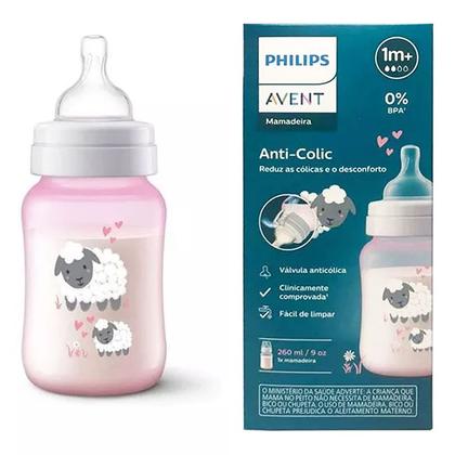 Imagem de Mamadeira Philips Avent Decorada Anticolica E Antivazamento Clássica 260ml 1m+