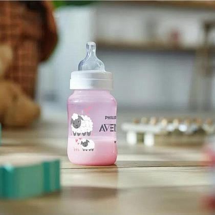 Imagem de Mamadeira Philips Avent Decorada Anticolica E Antivazamento Clássica 260ml 1m+