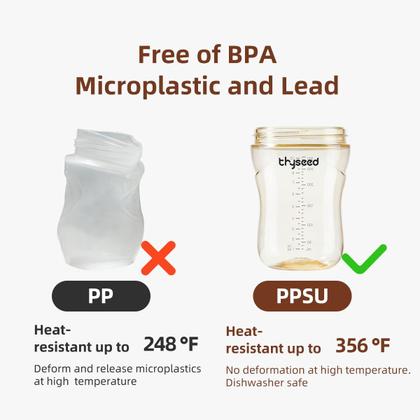 Imagem de Mamadeira Thyseed PPSU, 300 ml, bicos naturais semelhantes a seios, pacote com 2 unidades