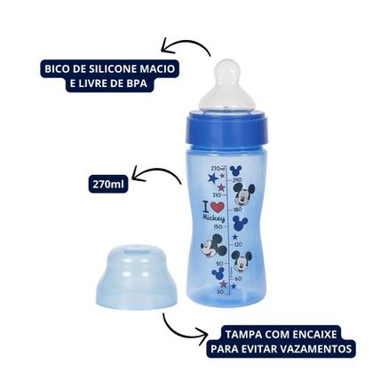 Imagem de Mamadeira Wide Neck Bico Macio 270ml Azul Mickey - Azul