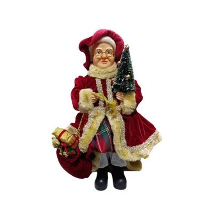 Imagem de Mamãe Noel em Pé Vermelho e Verde com saco de Presentes 45CM