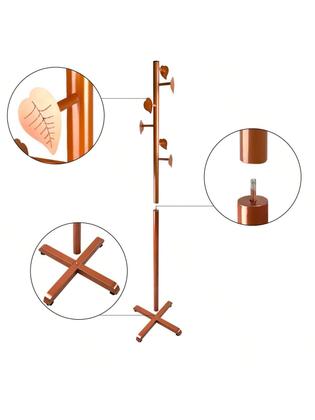 Imagem de Mancebo Leaf Chão Cabideiro Casaco Bolsa Chapeu 6 Ganchos Em Aço