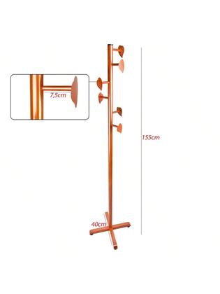 Imagem de Mancebo Leaf Chão Cabideiro Casaco Bolsa Chapeu 6 Ganchos Em Aço