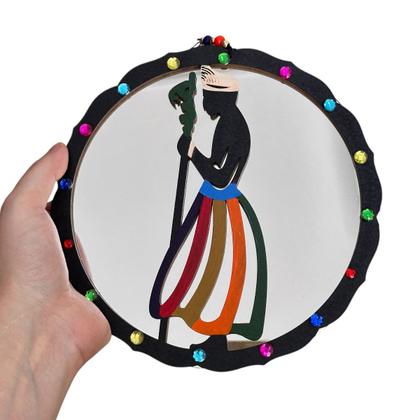 Imagem de Mandala De Orixá Com Espelho Umbanda Terreiro P/ Parede 20cm