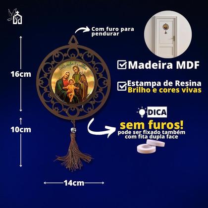 Imagem de Mandala De Porta Adorno Mdf Sagrada Família De Parede