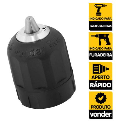 Imagem de Mandril 3/8 aperto Rápido 10mm muito Forte e Pratico Vonder