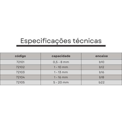 Imagem de mandril aperto rapido 1 a 16 mm b18