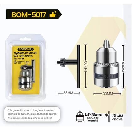 Imagem de Mandril De Aperto Rápido 3/8 Para Ferramentas Elétricas