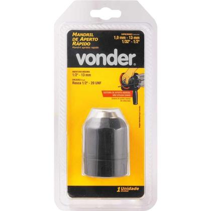 Imagem de Mandril de aperto rápido com rosca 1/2" x 20 fios capacidade 2 a 13 mm - Vonder