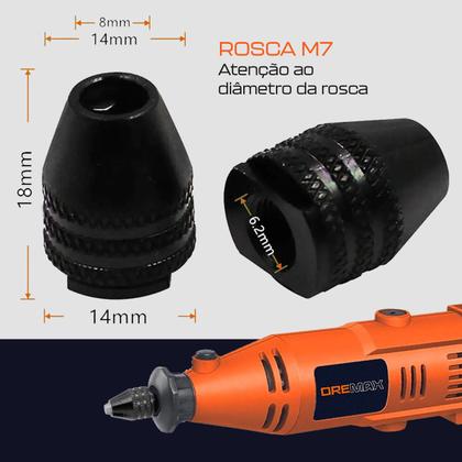 Imagem de Mandril De Aperto Rápido Rosca M7 Curta Para Micro Retífica