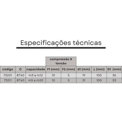 Imagem de mandril flutuante BT40 m3 a m12