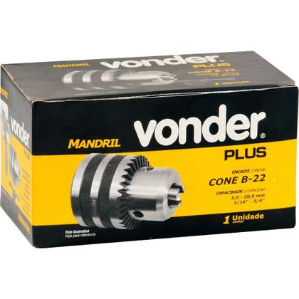 Imagem de Mandril industrial 5,0-20,0mm cone b-22 chave vdc4 - Vonder