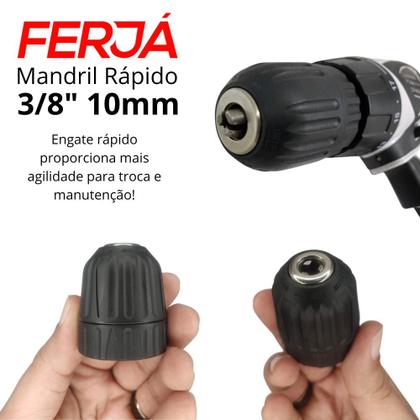 Imagem de Mandril Manuel 3/8 Aperto Rápido Engate Rosca Com Ajuste Parafusadeirais Furadeiras Broca Bitz Ferja