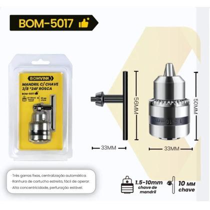 Imagem de Mandril Para Furadeira 3/8 De Alto Desempenho e Durabilidade