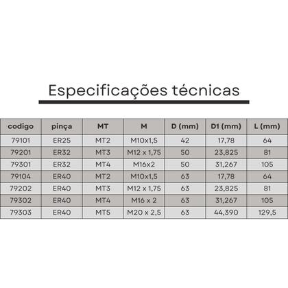 Imagem de mandril porta pinças er32 cone morse 3