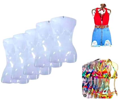 Imagem de Manequim feminino adulto (cabide silhueta) transparente com gancho de metal  kit com 12 unidades