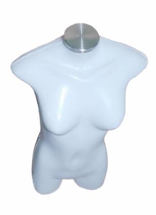 Imagem de Manequim feminino (Meio corpo jo N.36) branco com tampa de metal + pedestal H na cor branco