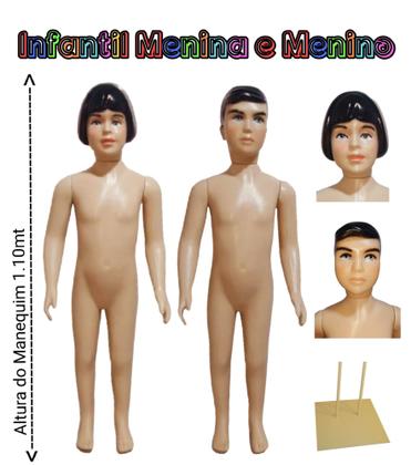 Imagem de Manequim infantil (Menino e Menina veste 3 a 6 anos) bege + base de ferro na cor bege.