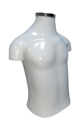 Imagem de Manequim infantil unissex (Busto veste 3 a 6 anos)branco com tampa de metal.