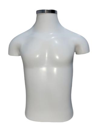 Imagem de Manequim infantil unissex (Busto veste 3 a 6 anos)branco com tampa de metal.