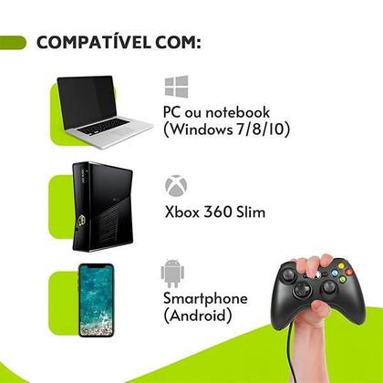 Imagem de Manete Compatível Com Xbox 360 Com Fio Usb 2.5M Pc Celular