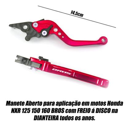 Imagem de Manete Esportivo Bros 125 150 160 Freio Disco Gravado Laser