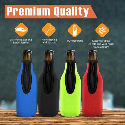 Imagem de Manga isoladora para garrafas de cerveja TOPOKO Classic Neoprene (conjunto de 4)