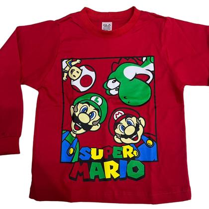 Imagem de Manga Longa Super Mario Camiseta Blusa Infantil Maj1084