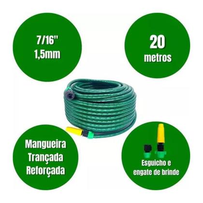 Imagem de Mangueira 20m jardim trançada reforçada não dobra