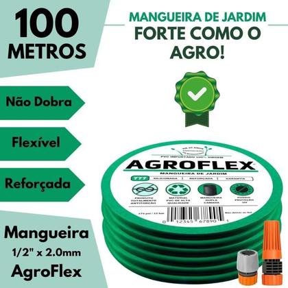 Mangueira Agroflex 100 M Com Kit Esg. + Engate Tramontina Imagem de Mangueira Agroflex 100 M Com Kit Esg. + Engate Tramontina