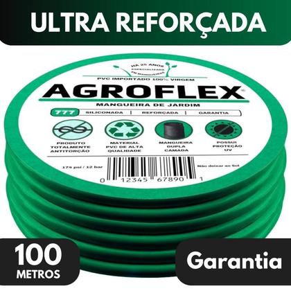 Mangueira Agroflex 100 M Com Kit Esg. + Engate Tramontina Imagem de Mangueira Agroflex 100 M Com Kit Esg. + Engate Tramontina