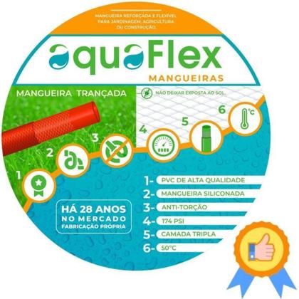 Imagem de Mangueira AquaFlex Laranja 25m + Esguicho Premium