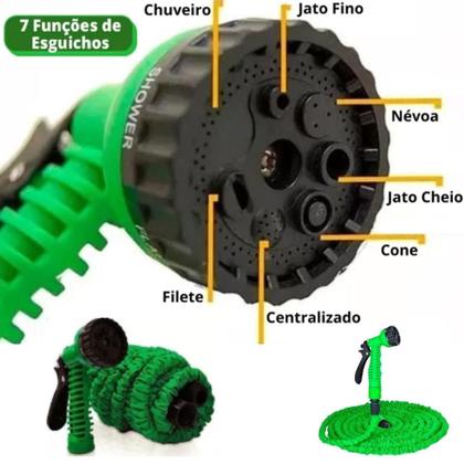 Imagem de Mangueira de Jardim 30 Metros Flexível e Retrátil pode chegar de 7m até aproximadamente 30 metros expansível