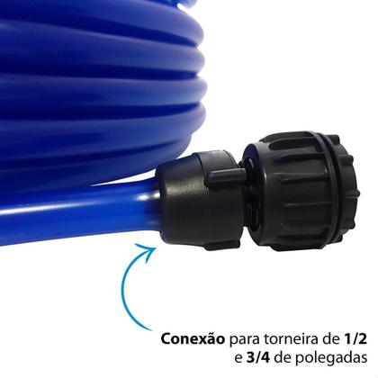 Imagem de Mangueira de Jardim Antitorção Azul Parede Reforçada com Esguicho e União