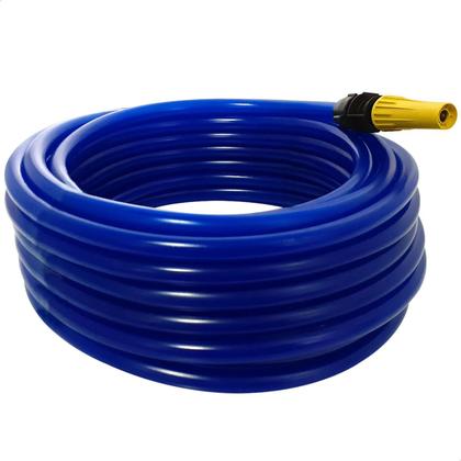 Imagem de Mangueira de Jardim Antitorção Azul Parede Reforçada com Esguicho e União