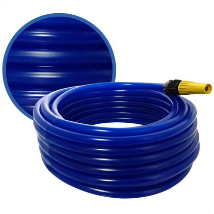 Imagem de Mangueira de Jardim Antitorção Azul Parede Reforçada com Esguicho e União