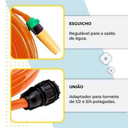 Imagem de Mangueira de Jardim Antitorção Parede Reforçada com Esguicho e União Azul