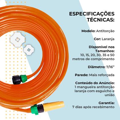 Imagem de Mangueira de Jardim Antitorção Parede Reforçada com Esguicho e União Azul