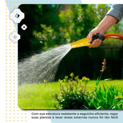 Imagem de Mangueira de Jardim Antitorção Parede Reforçada com Esguicho e União Azul