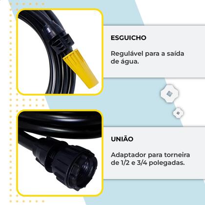 Imagem de Mangueira de Jardim Antitorção Parede Reforçada com Esguicho e União Azul
