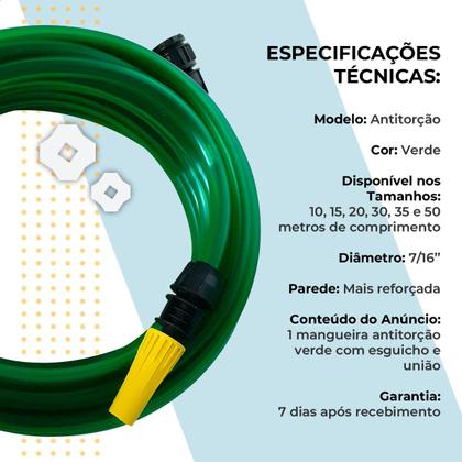 Imagem de Mangueira de Jardim Antitorção Parede Reforçada com Esguicho e União Azul