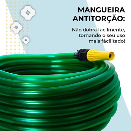 Imagem de Mangueira de Jardim Antitorção Parede Reforçada com Esguicho e União Azul